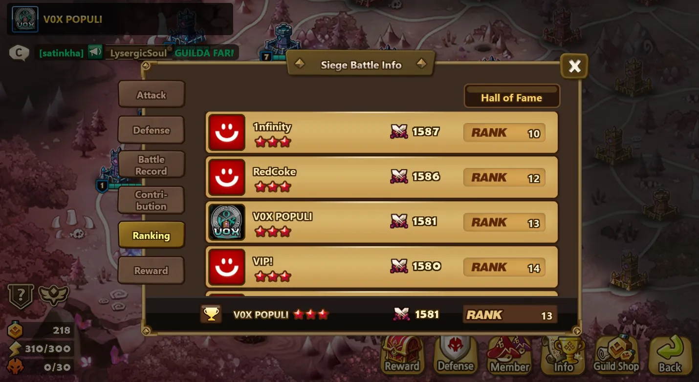 Reaching rank 13 in Guild Siege